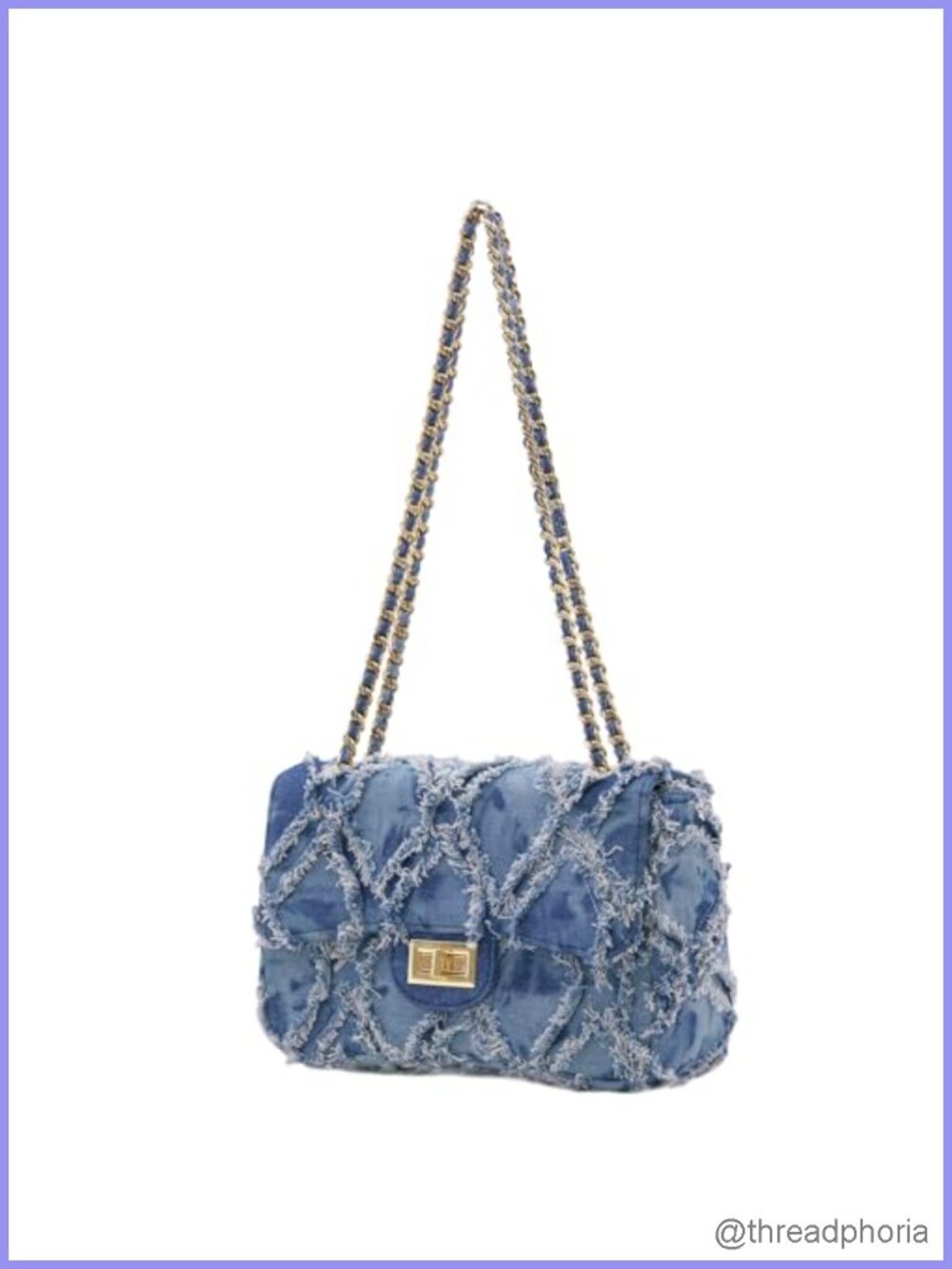 Quilted Denim Evening Bag Chain Clutch Women Shoulder Bag Tassel